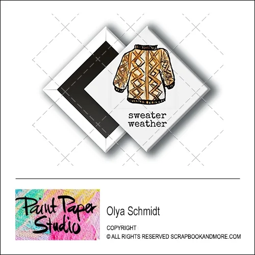 Scrapbook and More 1 inch Diamond Flair Badge Button Christmas Sweater Weather by Olya Schmidt