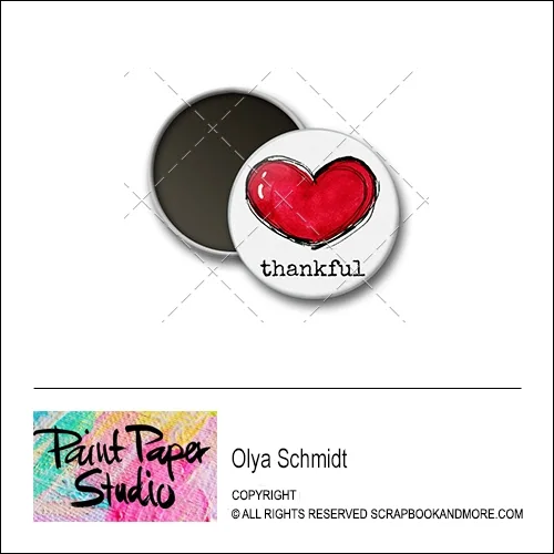 Scrapbook and More 1 inch Round Flair Badge Button Thankful by Olya Schmidt