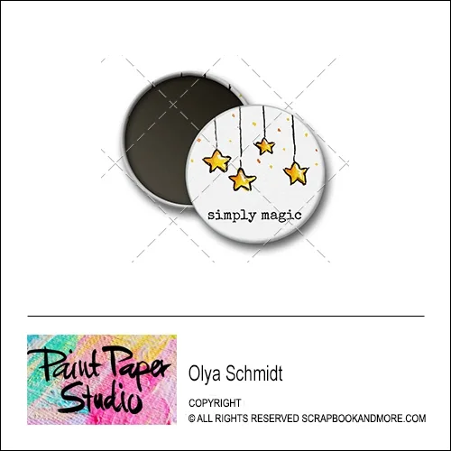 Scrapbook and More 1 inch Round Flair Badge Button Christmas Simply Magic by Olya Schmidt