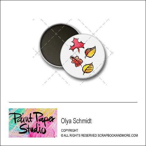 Scrapbook and More 1 inch Round Flair Badge Button Leaves by Olya Schmidt
