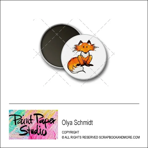 Scrapbook and More 1 inch Round Flair Badge Button Fox by Olya Schmidt