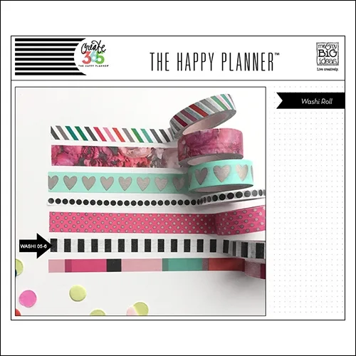 Me and My Big Washi Tape Roll Black and White Stripes Peony The Happy Planner Collection
