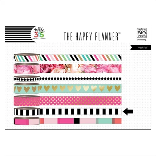 Me and My Big Washi Tape Roll Black and White Stripes Peony The Happy Planner Collection