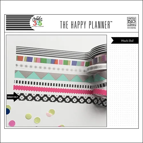 Me and My Big Washi Tape Roll Black and White Flowers My Life The Happy Planner Collection
