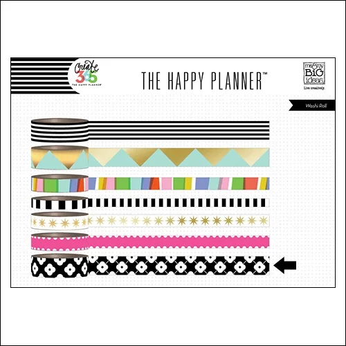 Me and My Big Washi Tape Roll Black and White Flowers My Life The Happy Planner Collection