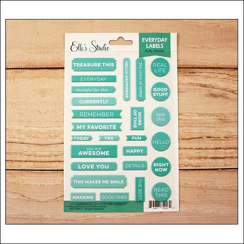 Elles Studio Everyday Labels Teal Puffy Stickers