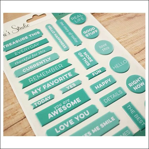 Elles Studio Everyday Labels Teal Puffy Stickers