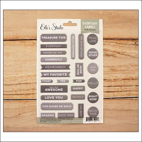 Elles Studio Everyday Labels Gray Puffy Stickers