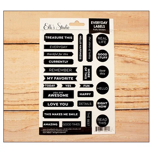 Elles Studio Everyday Labels Gray Puffy Stickers