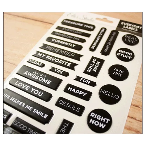 Elles Studio Everyday Labels Gray Puffy Stickers