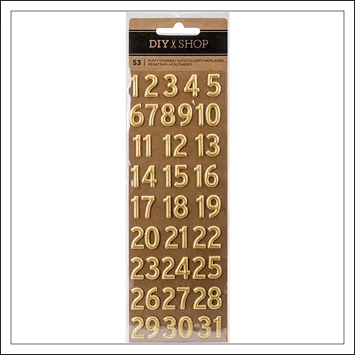 American Crafts Gold Foil Puffy Number Stickers DIY Shop 4 Collection