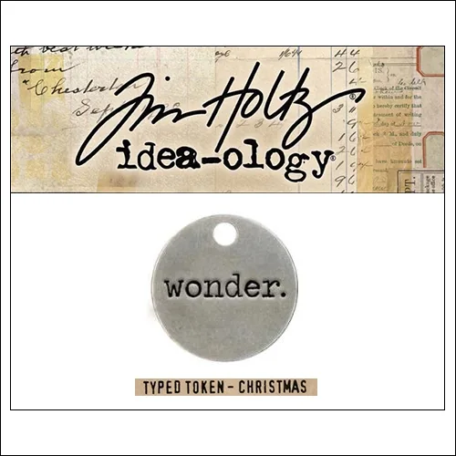 Idea-ology Christmas Metal Typed Token WONDER by Tim Holtz