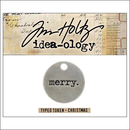 Idea-ology Christmas Metal Typed Token MERRY by Tim Holtz