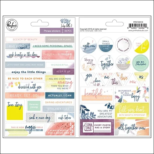 Pinkfresh Studio Phrase Stickers Indigo Hills 2 Collection