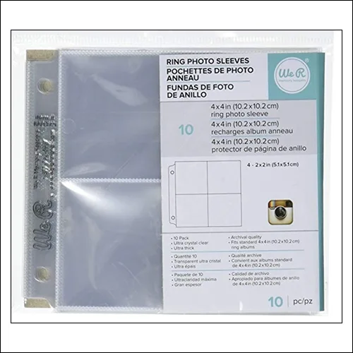 We R Memory Keepers Albums Made Easy Photo Page Protectors 4 x 4 inch Instagram 2 x 2 inch Pockets