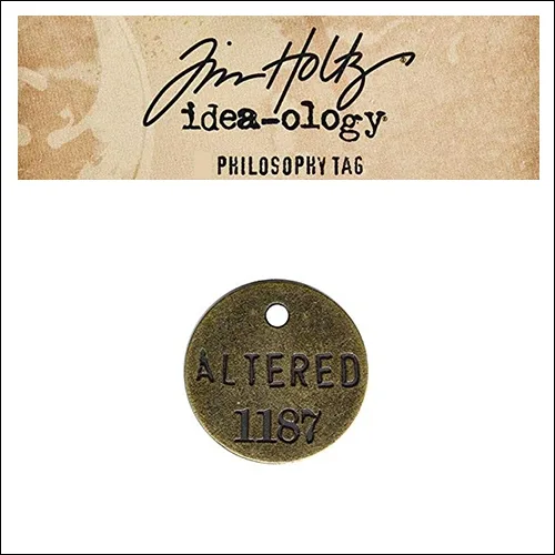 Idea-ology Tim Holtz Metal Philosophy Tag Altered