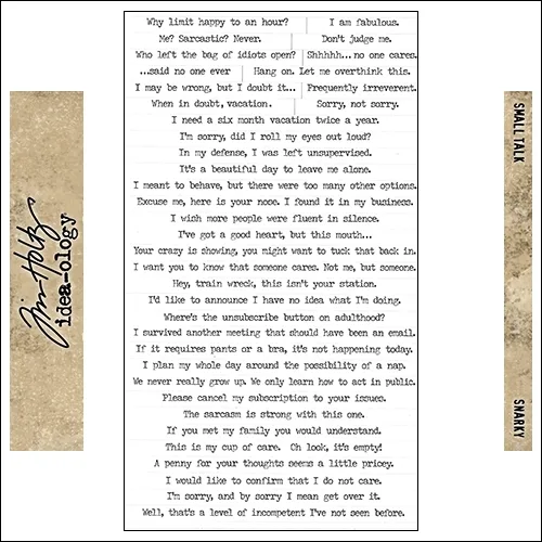 Idea-Ology Advantus Cardstock White Sticker Sheet Snarky by Tim Holtz