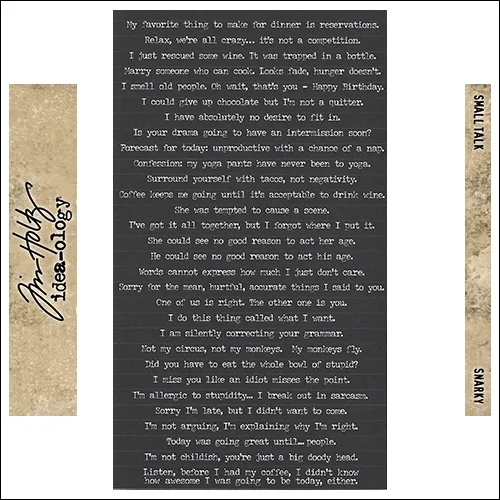 Idea-Ology Advantus Cardstock Black Sticker Sheet Snarky by Tim Holtz