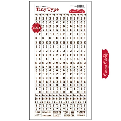 Cosmo Cricket Clear Alphabet Stickers Tiny Type Brown