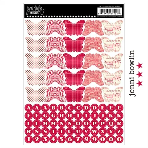 Jenni Bowlin Cardstock Stickers Sheet Red Butterfly
