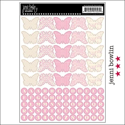 Jenni Bowlin Cardstock Stickers Sheet Pink Butterfly