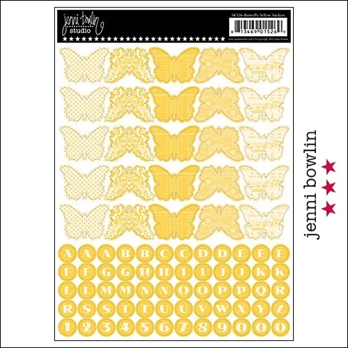 Jenni Bowlin Cardstock Stickers Sheet Yellow Butterfly