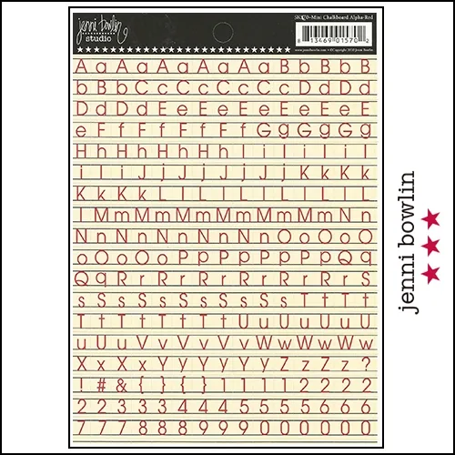 Jenni Bowlin Cardstock Stickers Sheet Mini Chalkboard Alpha Red