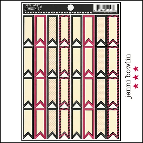 Jenni Bowlin Cardstock Stickers Flag Banner Red and Black