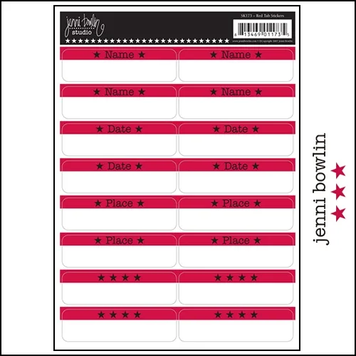 Jenni Bowlin Cardstock Stickers Red Tabs