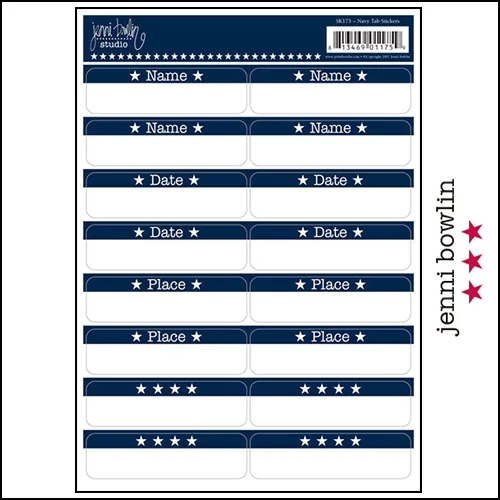 Jenni Bowlin Cardstock Stickers Navy Tabs