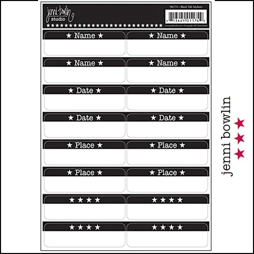 Jenni Bowlin Cardstock Stickers Black Tabs