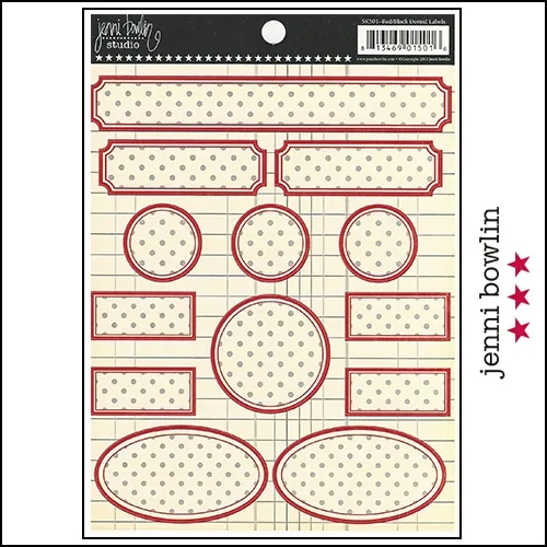 Jenni Bowlin Cardstock Stickers Dotted Labels Red and Black