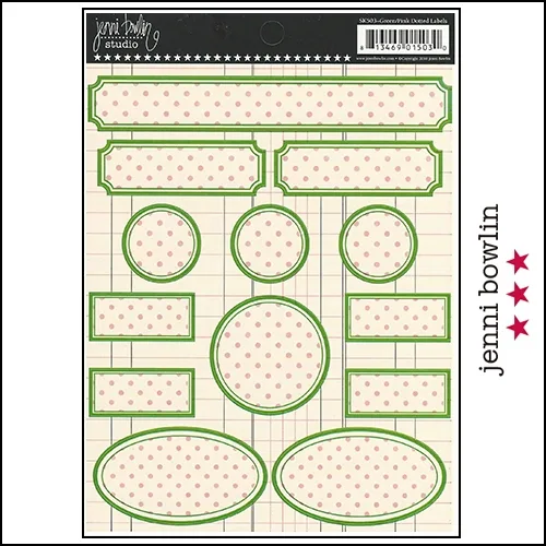 Jenni Bowlin Cardstock Stickers Dotted Labels Green and Pink