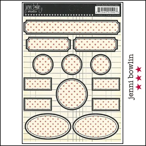 Jenni Bowlin Cardstock Stickers Dotted Labels Black and Red