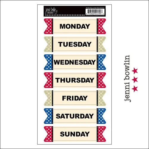 Jenni Bowlin Cardstock Stickers Days of the Week