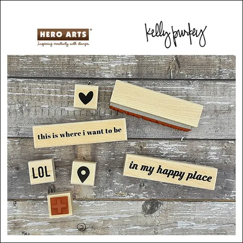 Hero Arts Kellys Happy Place Wood Block Rubber Stamp Clearly Kelly Collection by Kelly Purkey