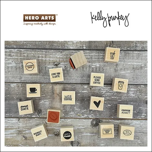 Hero Arts Kellys Coffee and Donuts Wood Block Rubber Stamp Clearly Kelly Collection by Kelly Purkey