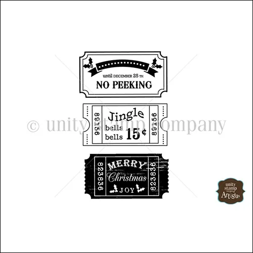 Unity Stamp Company Itty Bitty Red Rubber Stamp Mounted On Cling Foam Ticket to Christmas