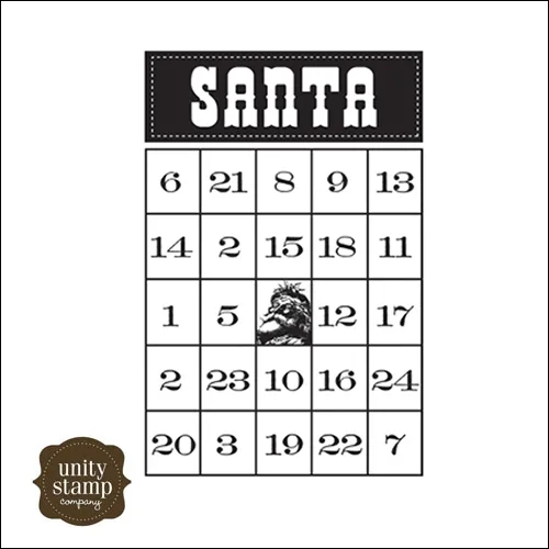 Unity Stamp Company Itty Bitty Red Rubber Stamp Mounted On Cling Foam Santa Bingo by Simple Stories