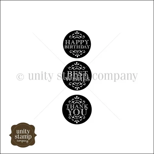 Unity Stamp Company Itty Bitty Red Rubber Stamp Mounted On Cling Foam Circle Sentiments