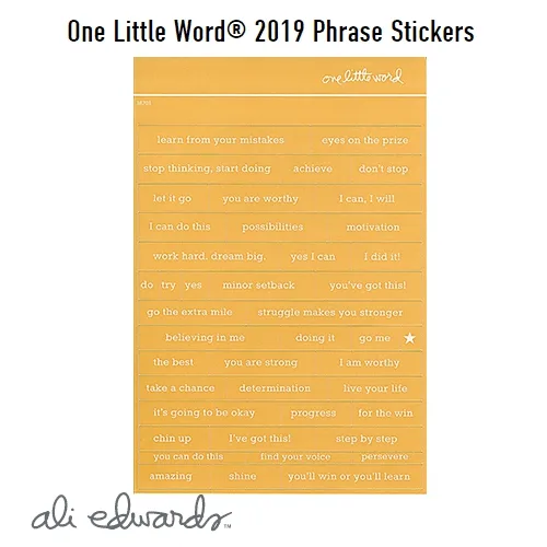 Ali Edwards One Little Word 2019 Phrase Stickers Yellow|Orange