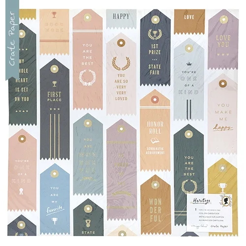 Crate Paper Patterned Paper Sheet Specialty Paper Trophies Gold Foil Heritage Collection by Maggie Holmes