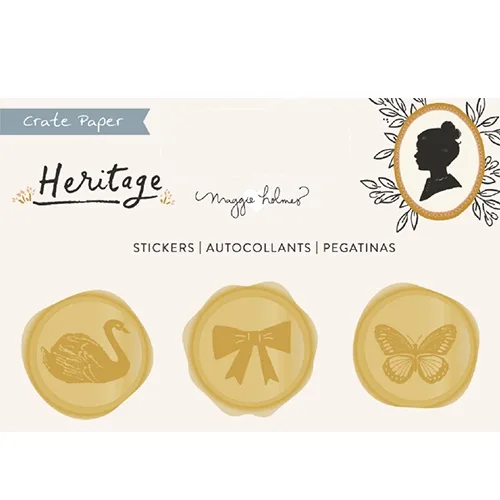 Crate Paper Puffy Seal Stickers Gold Heritage Collection by Maggie Holmes