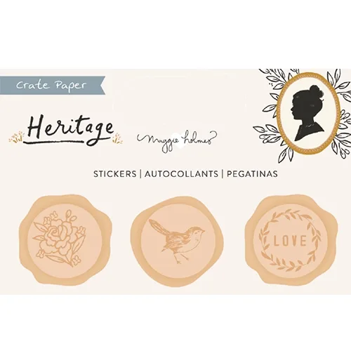 Crate Paper Puffy Seal Stickers Peach Heritage Collection by Maggie Holmes