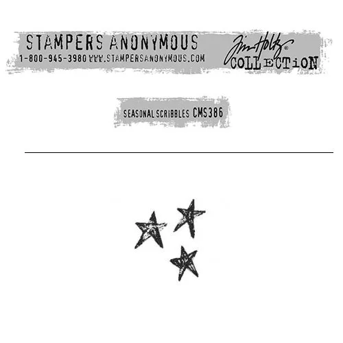 Tim Holtz Stampers Anonymous Christmas Mini Red Rubber Cling Stamp Seasonal Scribbles | Stars