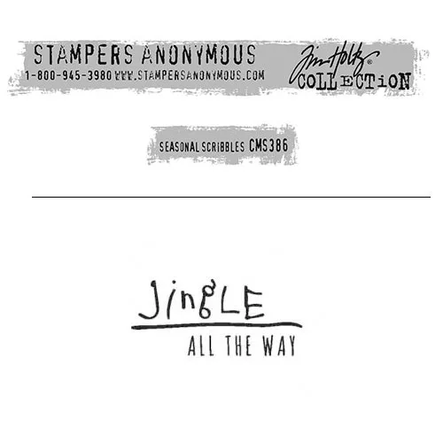 Tim Holtz Stampers Anonymous Christmas Mini Red Rubber Cling Stamp Seasonal Scribbles | Jingle all the Way