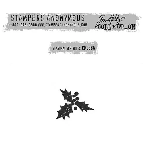 Tim Holtz Stampers Anonymous Christmas Mini Red Rubber Cling Stamp Seasonal Scribbles | Holly Berry