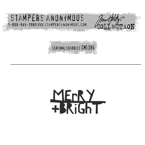 Tim Holtz Stampers Anonymous Christmas Mini Red Rubber Cling Stamp Seasonal Scribbles | Merry + Bright