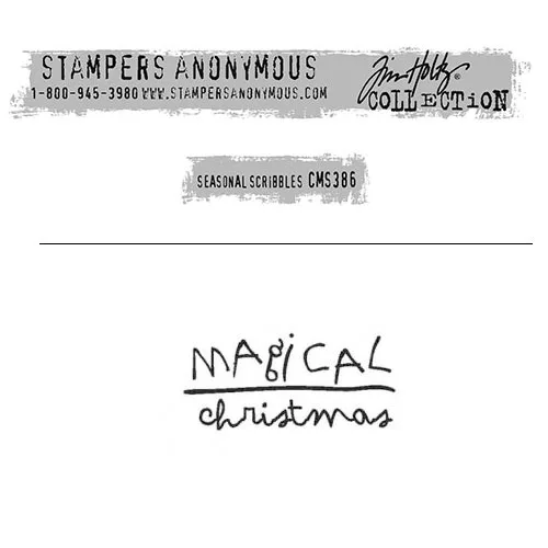 Tim Holtz Stampers Anonymous Christmas Mini Red Rubber Cling Stamp Seasonal Scribbles | Magical Christmas