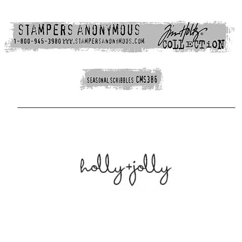Tim Holtz Stampers Anonymous Christmas Mini Red Rubber Cling Stamp Seasonal Scribbles | Holly Jolly
